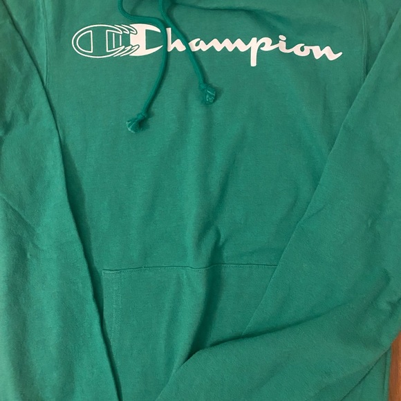 CHAMPION FOREST GREEN Center Chest Logo Waffle Hoodie Small NWT - Picture 3 of 5